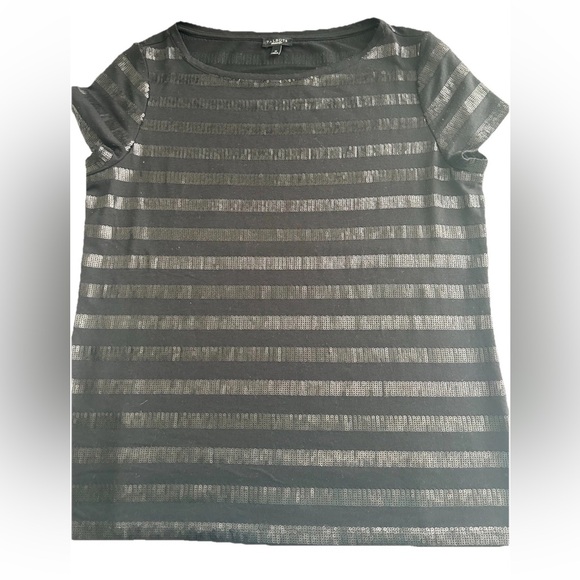 Talbots ladies‎ size medium black on black poly/rayon pullover sequin T-shirt - Picture 9 of 10